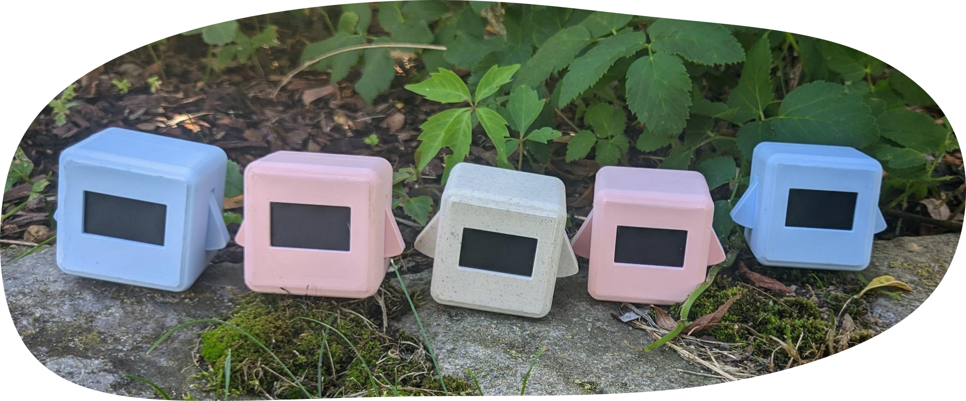 Trans pride flag made up of five Precious Blocks